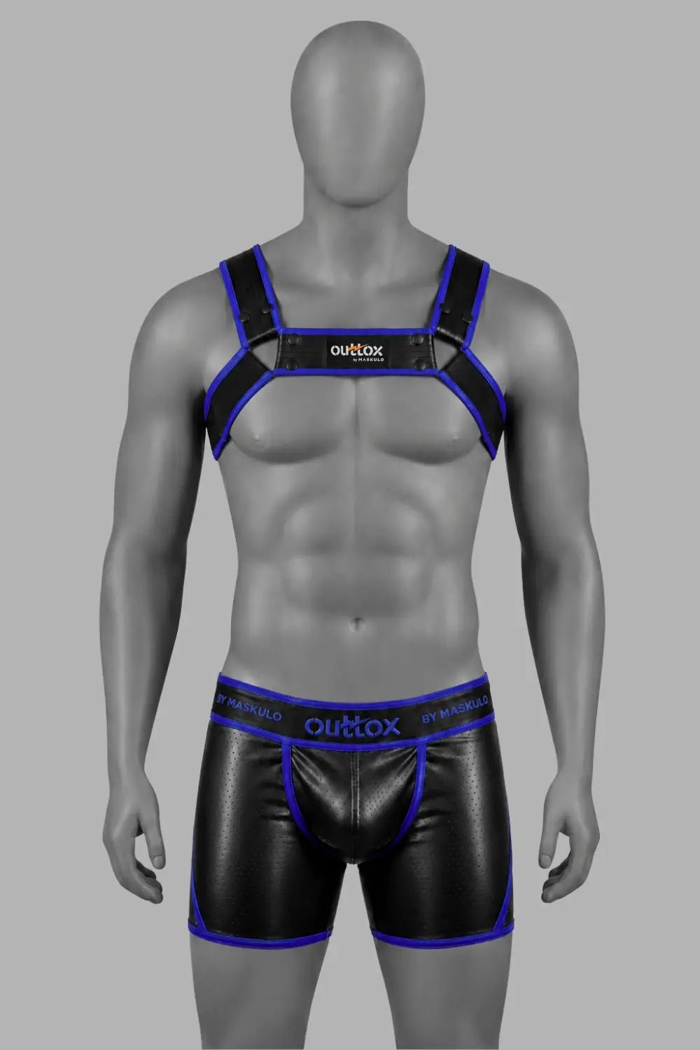 Outtox by Maskulo. Bulldog Harness with Snaps. Black and Blue - XHR122-Y1 3 - www.maskulo.berlin Local City Store