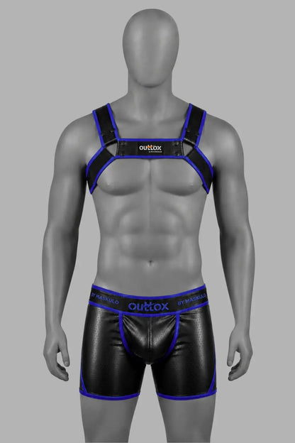 Outtox by Maskulo. Bulldog Harness with Snaps. Black and Blue - XHR122-Y1 3 - www.maskulo.berlin Local City Store