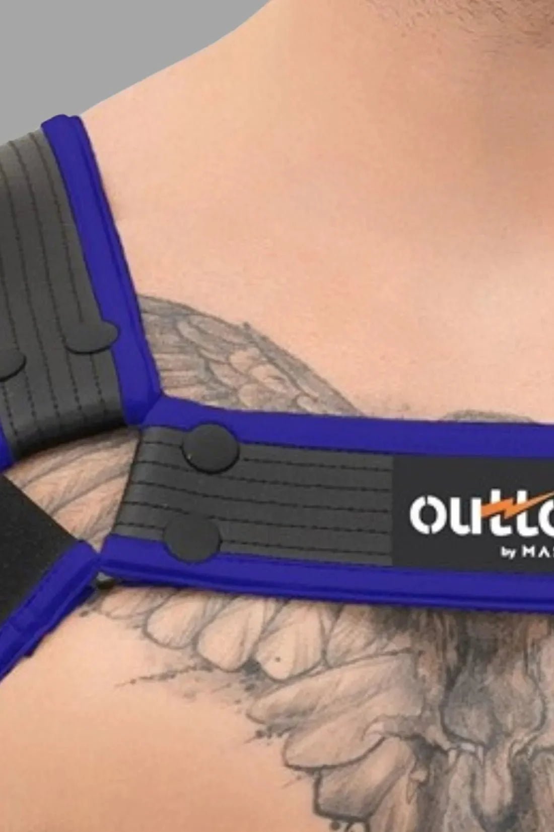 Outtox by Maskulo. Bulldog Harness with Snaps. Black and Blue - XHR122-Y1 4 - www.maskulo.berlin Local City Store