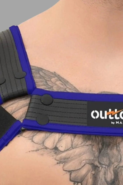 Outtox by Maskulo. Bulldog Harness with Snaps. Black and Blue - XHR122-Y1 4 - www.maskulo.berlin Local City Store