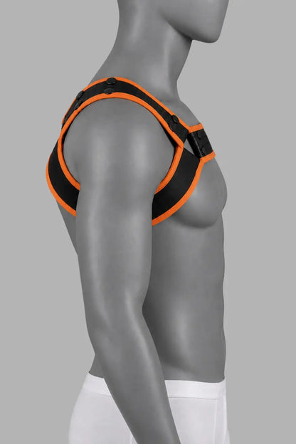 Outtox by Maskulo. Bulldog Harness with Snaps. Black and Orange - XHR121-Y1 5 - www.maskulo.berlin Local City Store