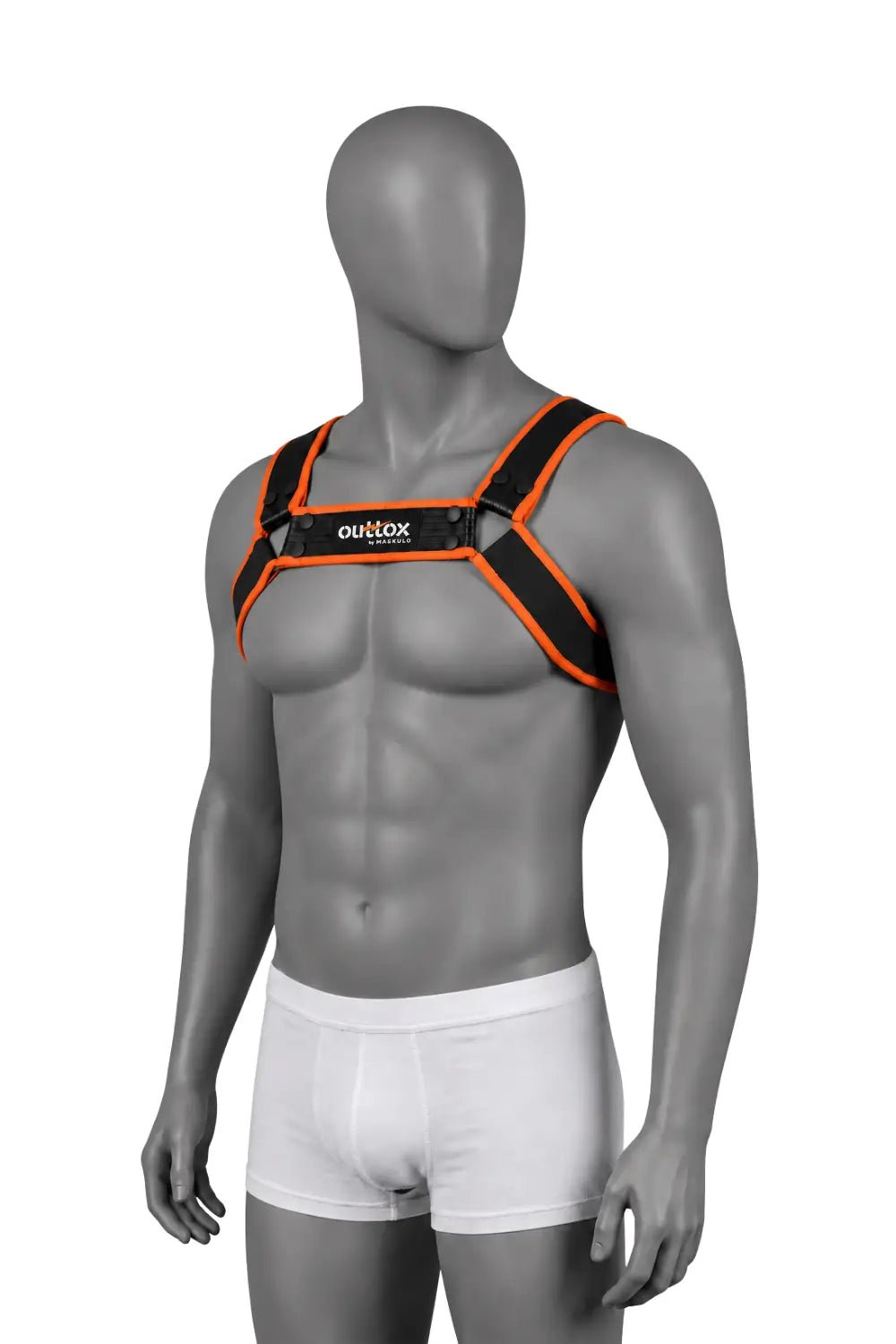 Outtox by Maskulo. Bulldog Harness with Snaps. Black and Orange - XHR121-Y1 7 - www.maskulo.berlin Local City Store