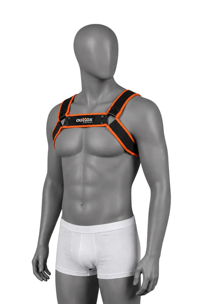 Outtox by Maskulo. Bulldog Harness with Snaps. Black and Orange - XHR121-Y1 7 - www.maskulo.berlin Local City Store