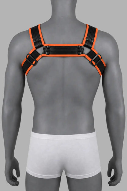 Outtox by Maskulo. Bulldog Harness with Snaps. Black and Orange - XHR121-Y1 4 - www.maskulo.berlin Local City Store