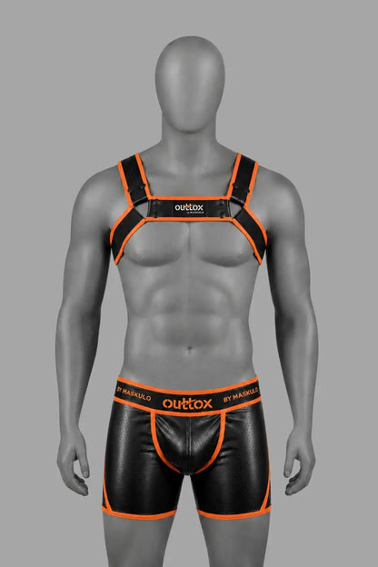 Outtox by Maskulo. Bulldog Harness with Snaps. Black and Orange - XHR121-Y1 3 - www.maskulo.berlin Local City Store