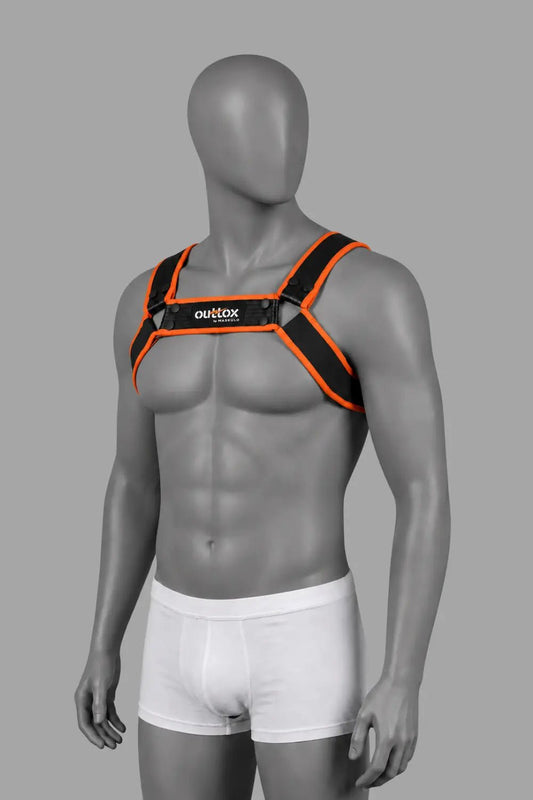 Outtox by Maskulo. Bulldog Harness with Snaps. Black and Orange - XHR121-Y1 2 - www.maskulo.berlin Local City Store