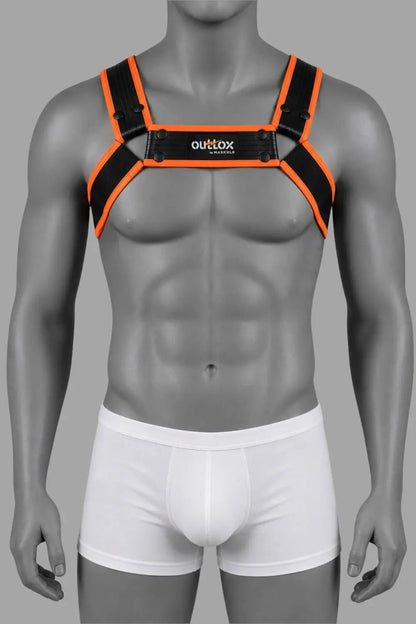 Outtox by Maskulo. Bulldog Harness with Snaps. Black and Orange - XHR121-Y1 6 - www.maskulo.berlin Local City Store