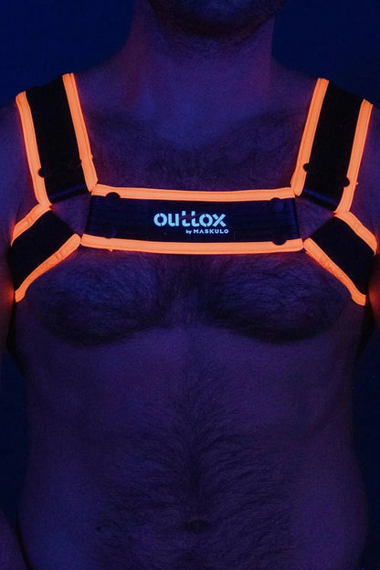 Outtox by Maskulo. Bulldog Harness with Snaps. Black and Orange - XHR121-Y1 - www.maskulo.berlin - Local store