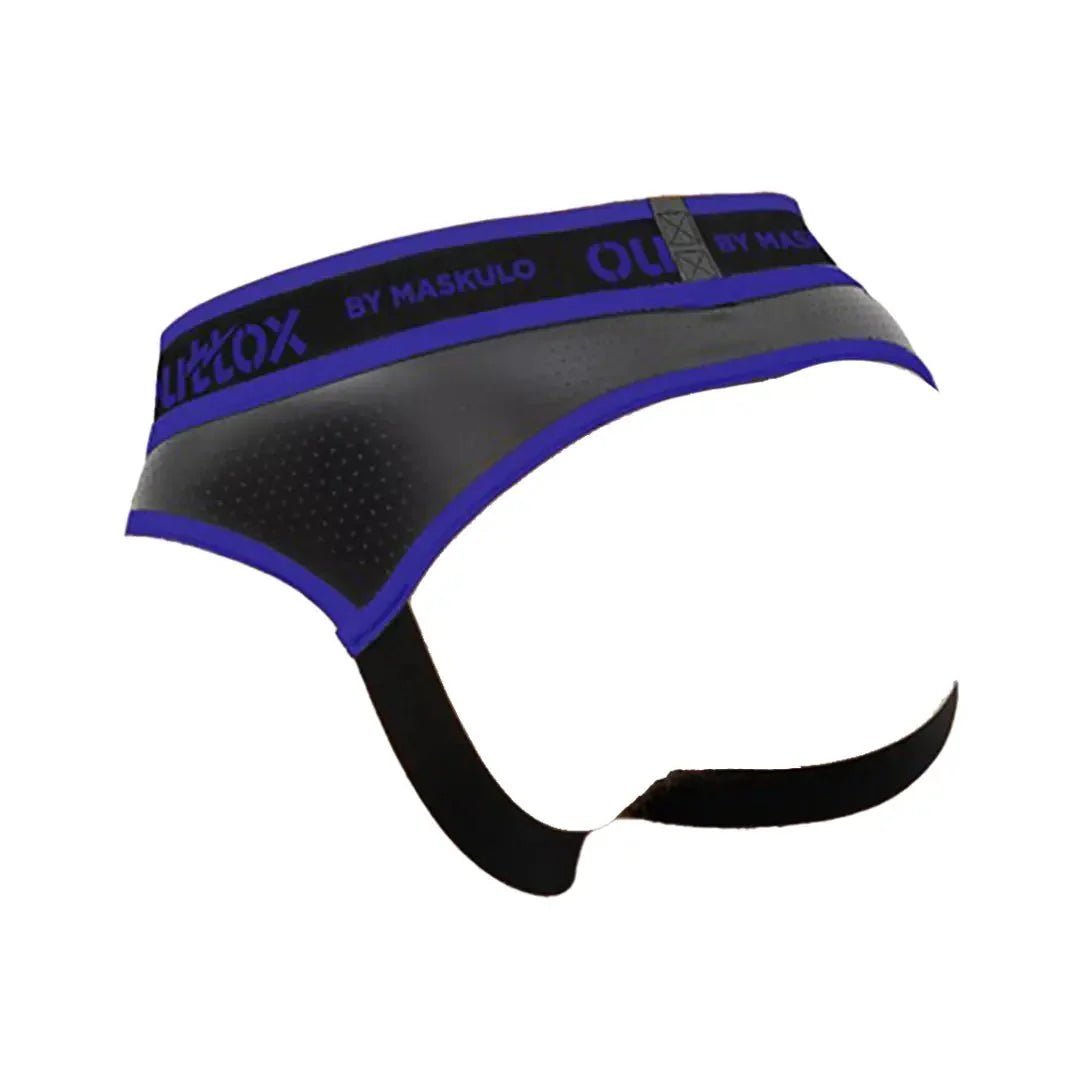 Outtox by Maskulo. Open Rear Briefs with Snap Codpiece. Blue Royal + Black - XBR114-Y1 5 - www.maskulo.berlin Local City Store