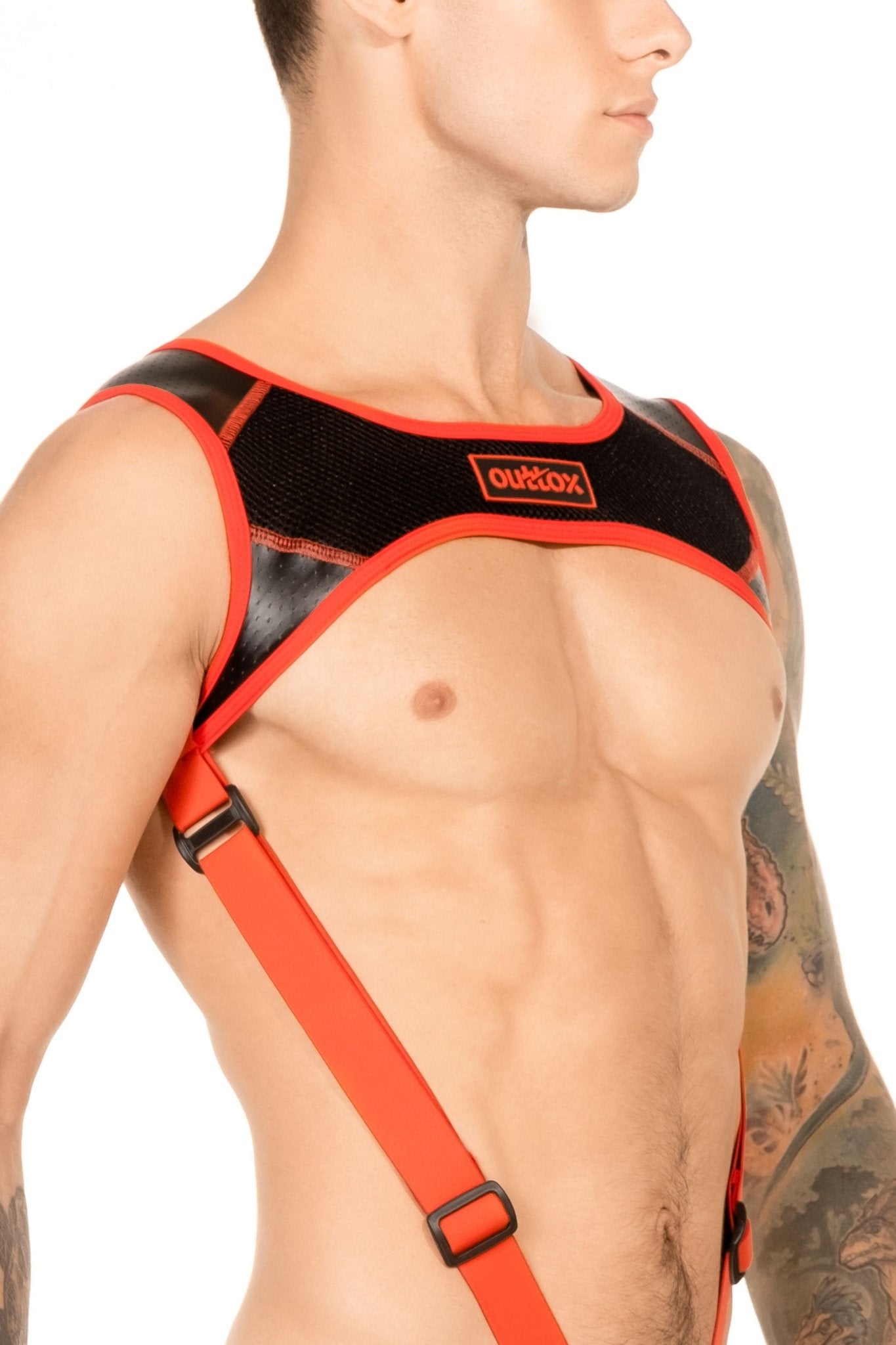 Outtox. Harness top with cockring. Black+Red - XHR105 - Y1 - www.maskulo.berlin - Local store