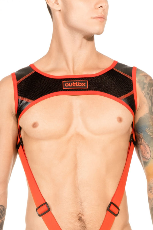 Outtox. Harness top with cockring. Black+Red - XHR105 - Y1 - www.maskulo.berlin - Local store