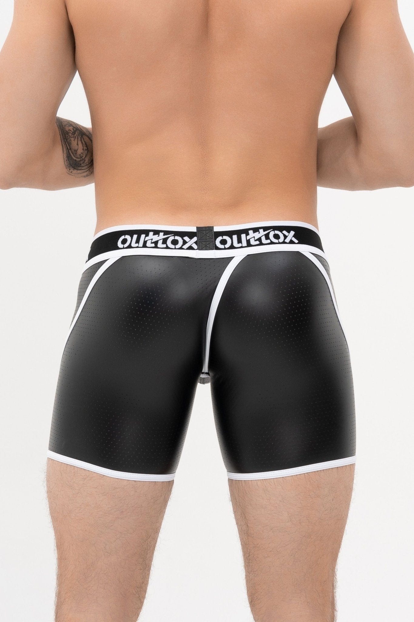 Outtox. Wrap - Rear Short Tights. Snap Codpiece. Black+White - XSH115 - Y2 - www.maskulo.berlin - Local store