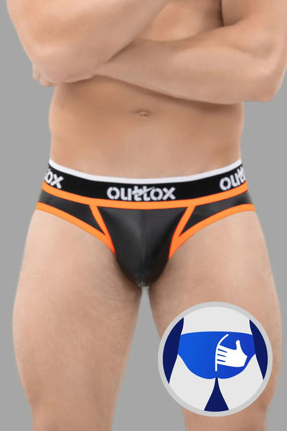 Outtox. Wrapped Rear Briefs with Snap Codpiece. Black+Orange - XBR108 - Y2 - www.maskulo.berlin - Local store