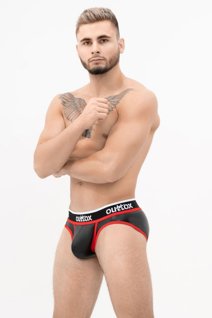 Outtox. Wrapped Rear Briefs with Snap Codpiece. Black+Red - XBR107 - Y2 - www.maskulo.berlin - Local store