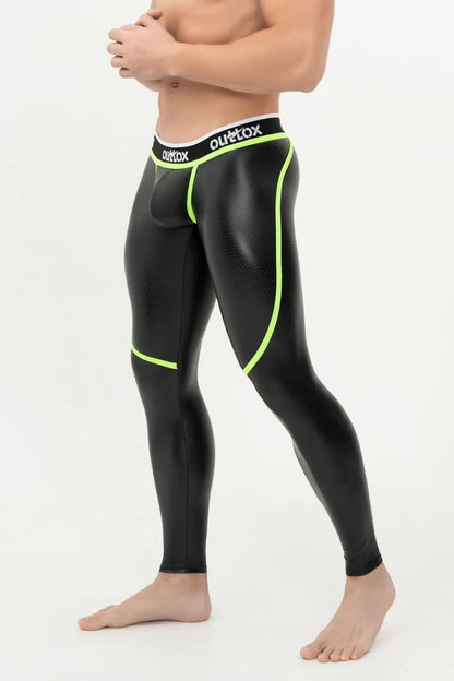 Outtox. Zip - Rear Leggings with Snap Codpiece. Black and Green - XLG103 - Y1 - www.maskulo.berlin - Local store