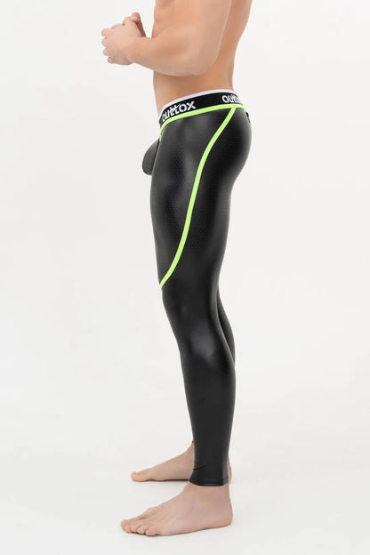 Outtox. Zip - Rear Leggings with Snap Codpiece. Black and Green - XLG103 - Y1 - www.maskulo.berlin - Local store