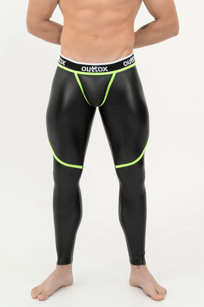 Outtox. Zip - Rear Leggings with Snap Codpiece. Black and Green - XLG103 - Y1 - www.maskulo.berlin - Local store
