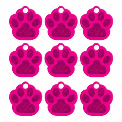 Puppy Paw 28 mm Metal Tag Keychain. Pink Magenta