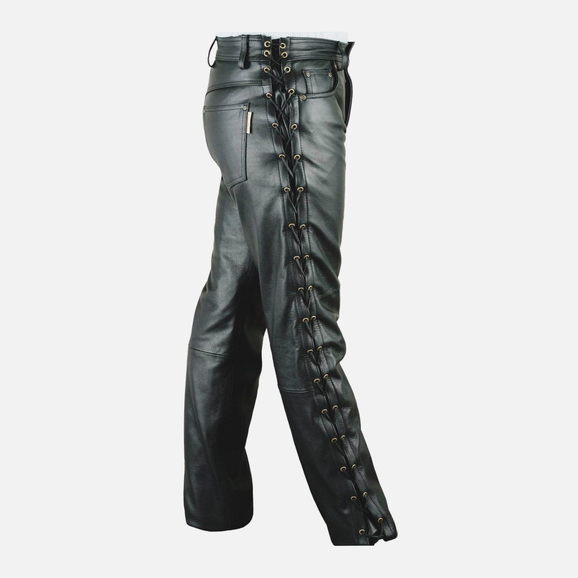 Polo Laced, XL, Black. Used biker leather pants - MBGS0039 - www.maskulo.berlin - Local store