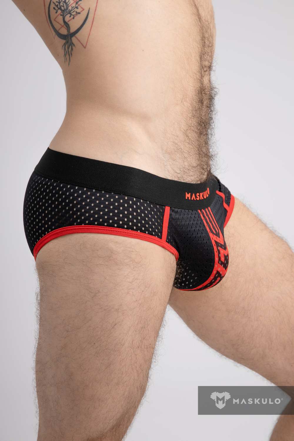 Printed Mesh Briefs. Black+Red - MBR105-Y1 - www.maskulo.berlin - Local store