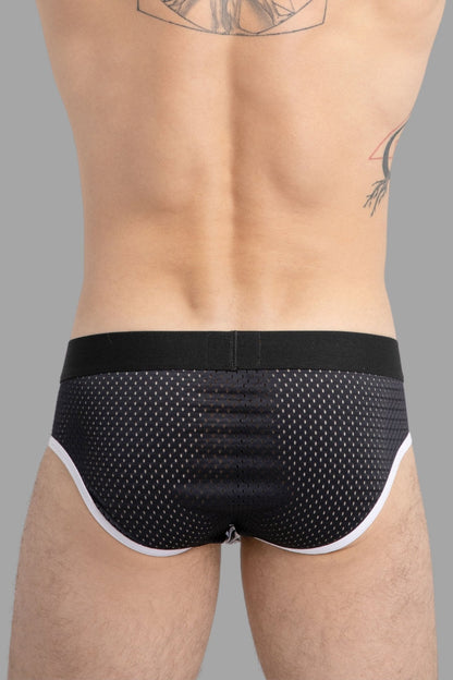 Printed Mesh Briefs. Black+White - MBR106-Y1 - www.maskulo.berlin - Local store