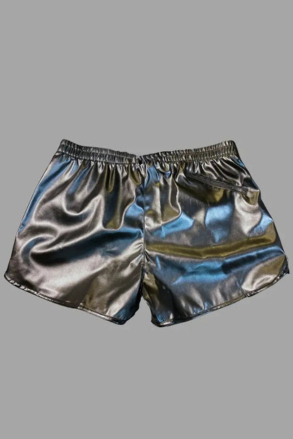 PU Leather 'Jogging' Shorts. Black - NSH255-Y1 - www.maskulo.berlin - Local store
