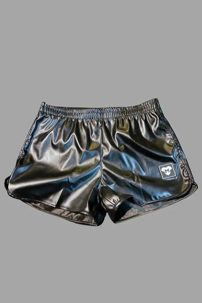 PU Leather 'Jogging' Shorts. Black - NSH255-Y1 - www.maskulo.berlin - Local store
