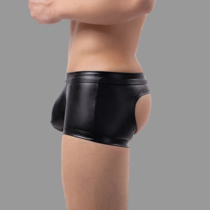PU Leather Mini Shorts with Open Rear. Black - NTR319-Y1 4 - www.maskulo.berlin Local City Store