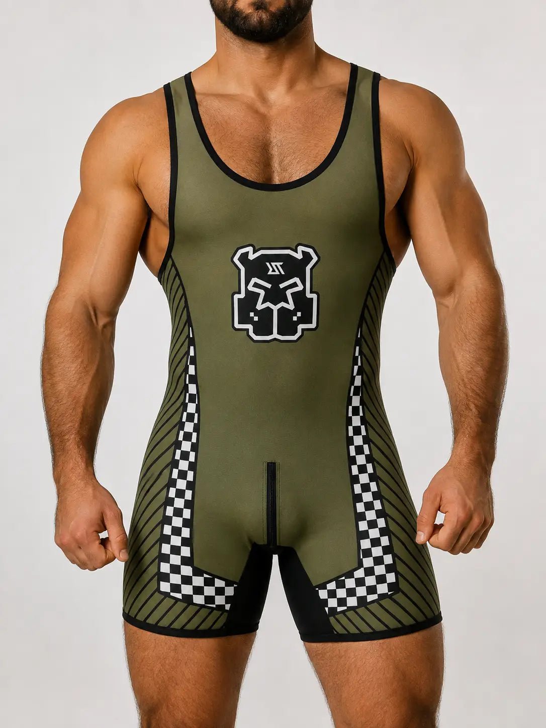 Pup Icon Zipper Singlet. Green Army - NSG319-Y1 1 - www.maskulo.berlin Local City Store