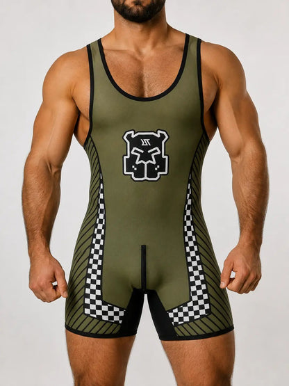 Pup Icon Zipper Singlet. Green Army - NSG319-Y1 1 - www.maskulo.berlin Local City Store