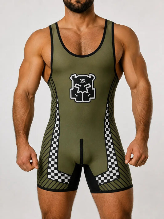 Pup Icon Zipper Singlet. Green Army - NSG319-Y1 - www.maskulo.berlin - Local store