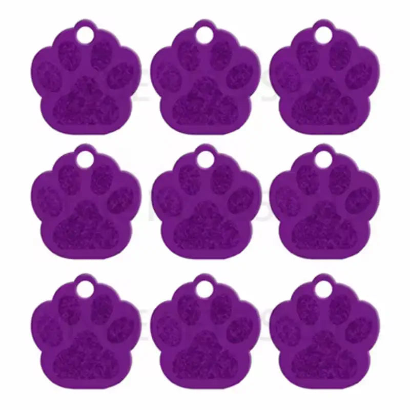Puppy Paw 35 mm Metal Tag Keychain. Purple