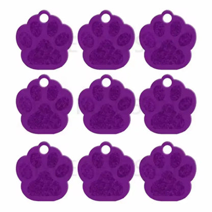 Puppy Paw 35 mm Metal Tag Keychain. Purple