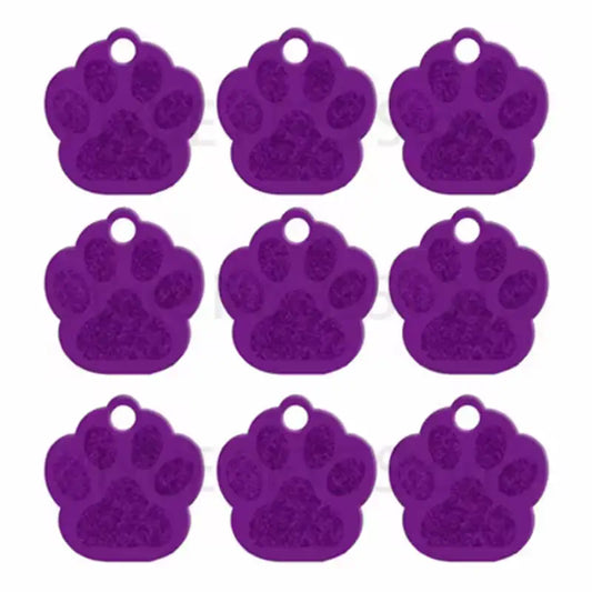 Puppy Paw 28 mm Metal Tag Keychain. Purple