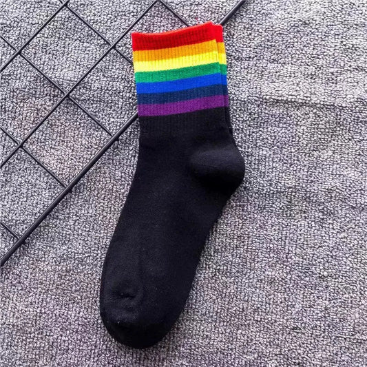 Rainbow Line Black Crew Socks 336 - NSC336-YX - www.maskulo.berlin - Local store