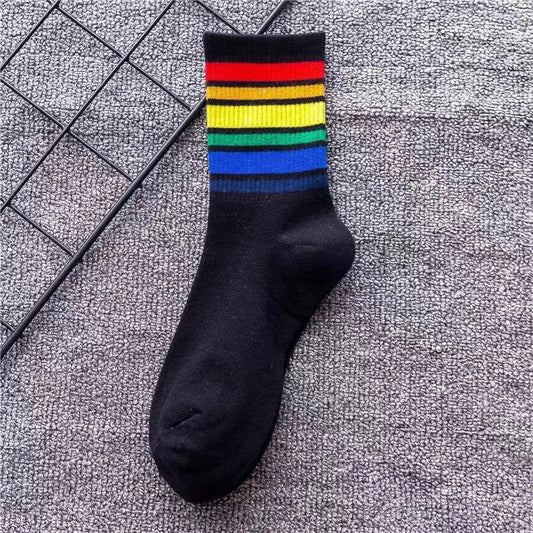 Rainbow Line Black Crew Socks 338 - NSC338-YX - www.maskulo.berlin - Local store