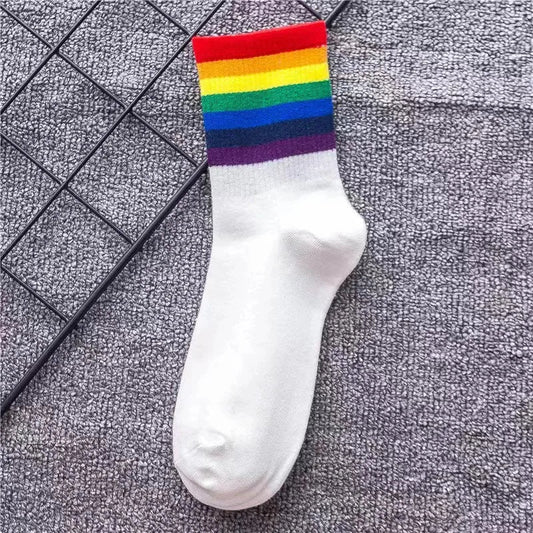 Rainbow Line White Crew Socks 339 - NSC339-YX - www.maskulo.berlin - Local store