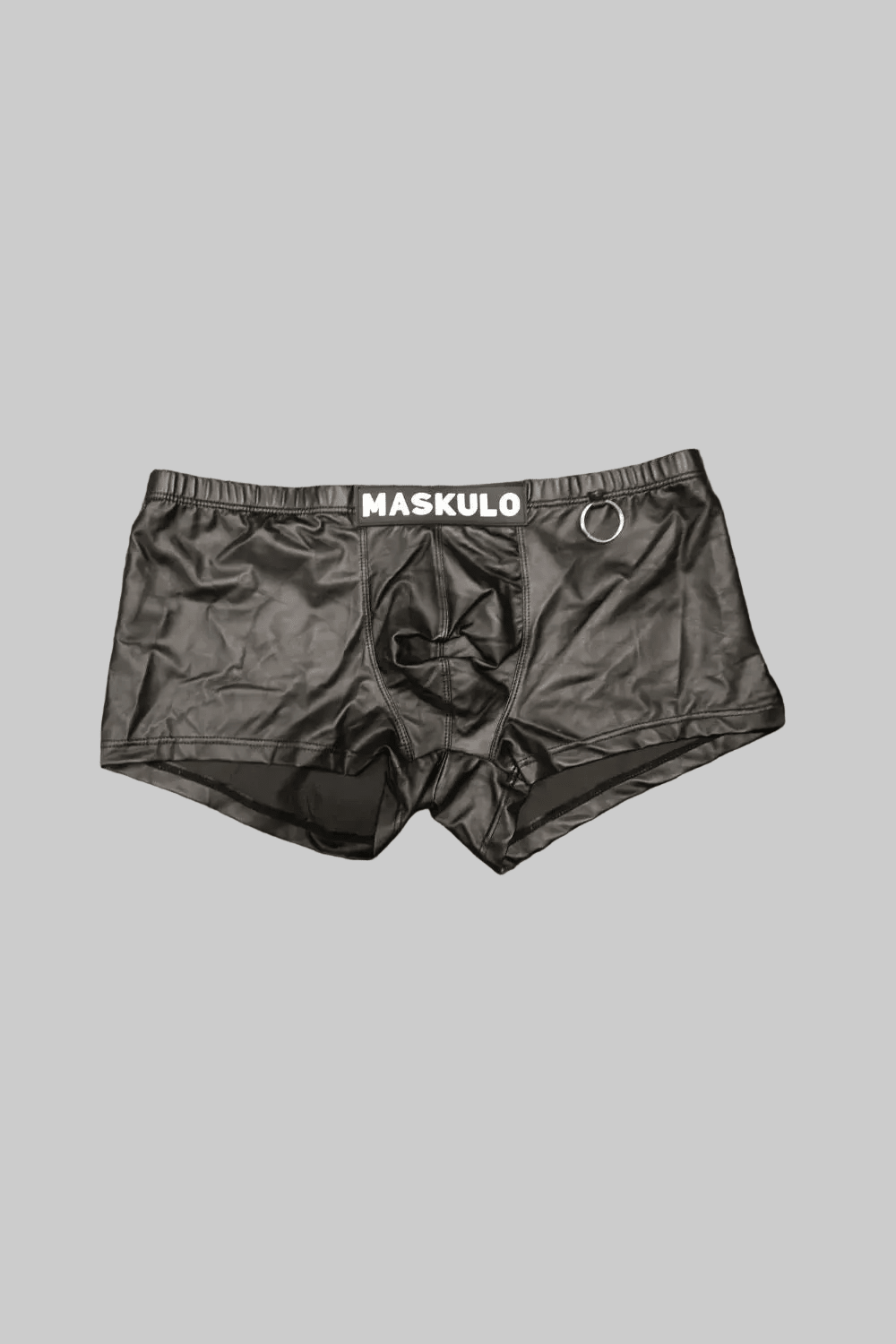 Ramon LiquidOil PU Leather Trunk Shorts. Ring. Regular Rear. Black &pn - MTR173-Y1 - www.maskulo.berlin - Local store