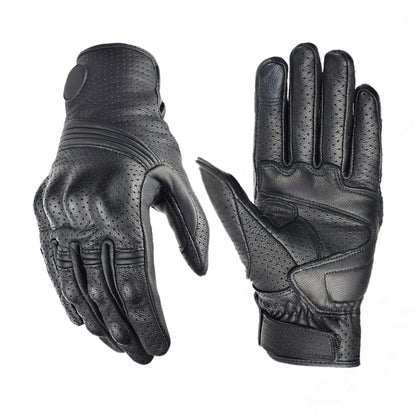 Real Leather Molded Knuckles Biker Gloves. Black Perforated - NQ3394-Y1 3 - www.maskulo.berlin Local City Store