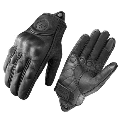 Real Leather Molded Knuckles Biker Gloves. Black Solid - NQ3312-Y1 2 - www.maskulo.berlin Local City Store