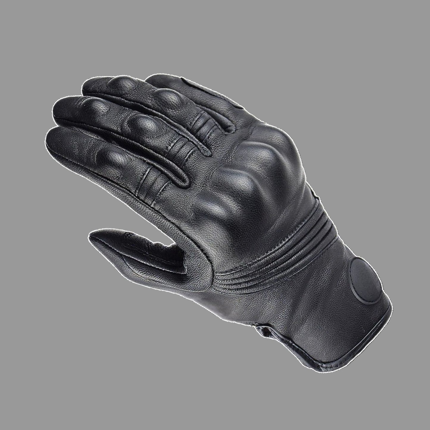 Real Leather Molded Knuckles Biker Gloves. Black Solid - NQ3312-Y1 1 - www.maskulo.berlin Local City Store