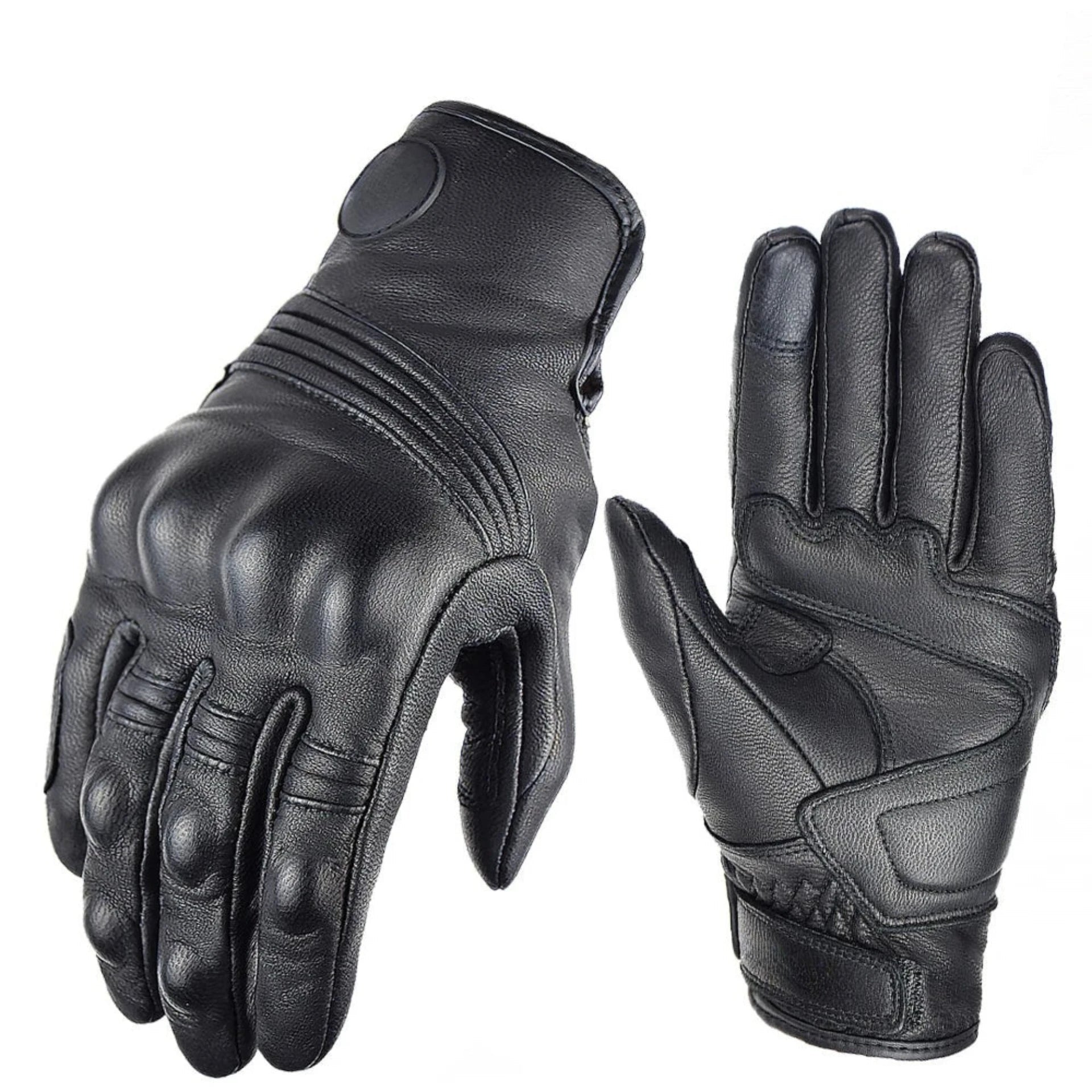 Real Leather Molded Knuckles Biker Gloves. Black Solid - NQ3312-Y1 4 - www.maskulo.berlin Local City Store