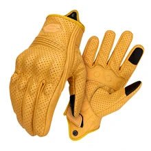 Real Leather Molded Knuckles Biker Gloves. Yellow Perforated - NQ3395-Y1 1 - www.maskulo.berlin Local City Store