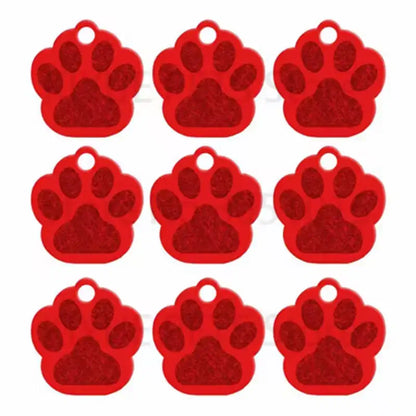 Puppy Paw 28 mm Metal Tag Keychain. Red
