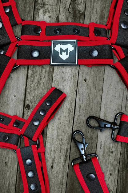 Riven Hexguard. Neoprene Body Harness. Black + Red - MHR191-YX - www.maskulo.berlin - Local store