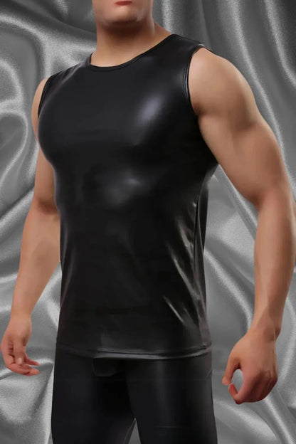 Rod Steelbod Sleeveless Top. Black PU Leather - MTP176-Y1 4 - www.maskulo.berlin Local City Store