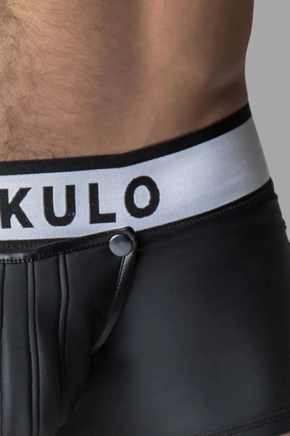 Rubber Look Trunk Shorts. Detachable Pouch. Open Rear. Black - MTR108-Y1 3 - www.maskulo.berlin Local City Store