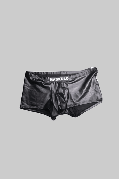 Seb LiquidOil PU Leather Trunk Shorts. Regular Rear. Black &pn - MTR172-Y1 - www.maskulo.berlin - Local store