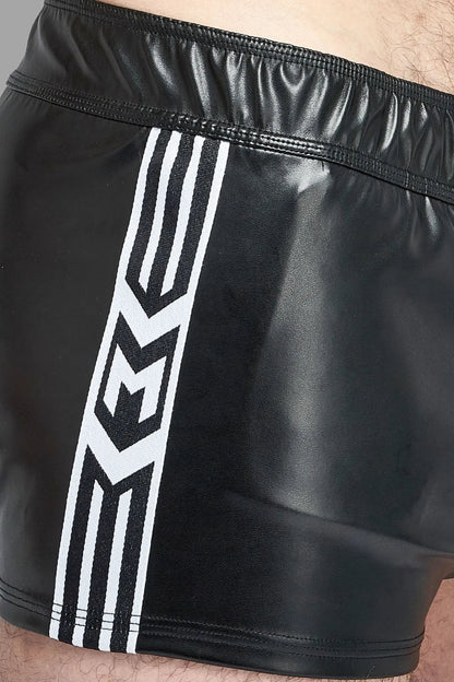 Skulla. Leatherette Jogging Shorts. Black+White - MSH103-Y1 - www.maskulo.berlin - Local store