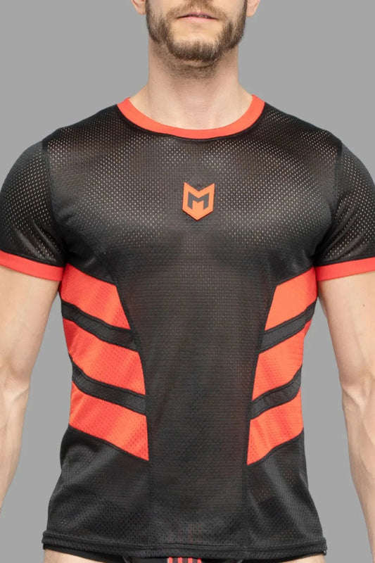 Skulla. Mesh T-Shirt. Black and Red - MTS102 - Y5 - www.maskulo.berlin - Local store
